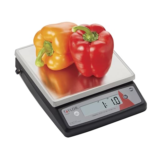 Taylor TE22FT 22-Pound Digital Portion Control Scale, Food Scale for Precise Weight Measuring and Portion Control, Tare and Hold Function, NSF, Stainless Steel Platform - My Kitchen Products