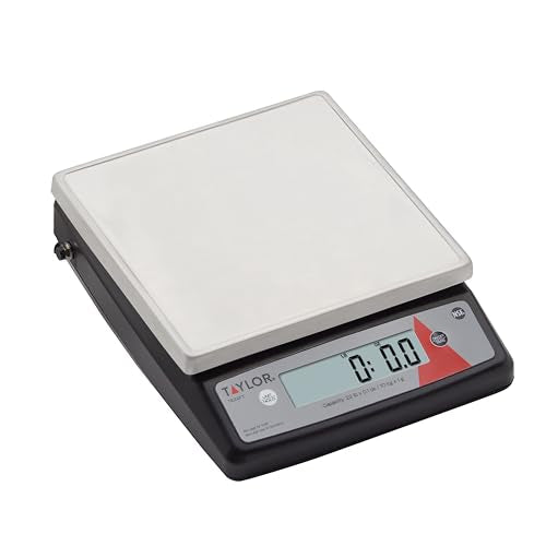 Taylor TE22FT 22-Pound Digital Portion Control Scale, Food Scale for Precise Weight Measuring and Portion Control, Tare and Hold Function, NSF, Stainless Steel Platform - My Kitchen Products