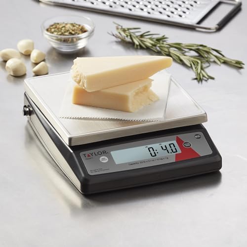 Taylor TE22FT 22-Pound Digital Portion Control Scale, Food Scale for Precise Weight Measuring and Portion Control, Tare and Hold Function, NSF, Stainless Steel Platform - My Kitchen Products