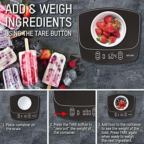 Taylor Waterproof Digital Kitchen Scale, 11 pounds, Black - My Kitchen Products