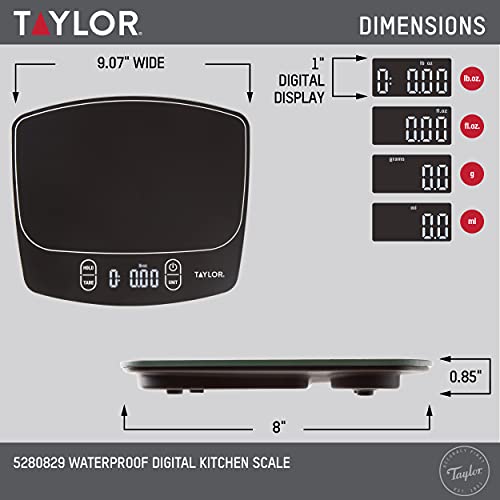 Taylor Waterproof Digital Kitchen Scale, 11 pounds, Black - My Kitchen Products