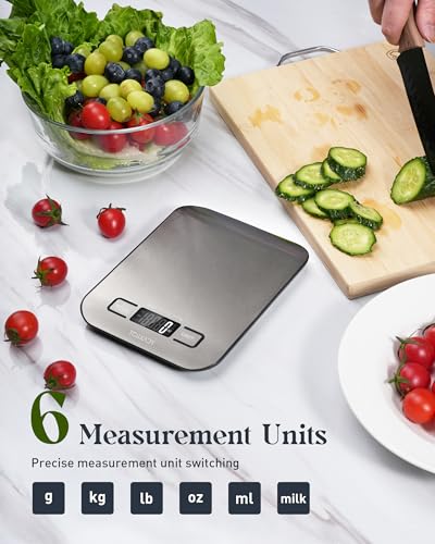 Tcsxady Food Scale, 11lb Digital Kitchen Scale with 6 Units LCD Display and Tare Function,Compact Design for Baking,Healthy Cooking,Meal Prep, 304 Stainless Steel - My Kitchen Products