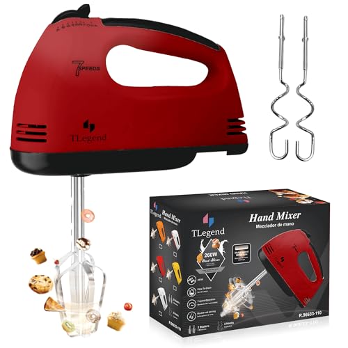 TechnoLegend Hand Mixer Electric Handheld – 7 Speed Ultra Power Electric Mixer Handheld (Red) - My Kitchen Products