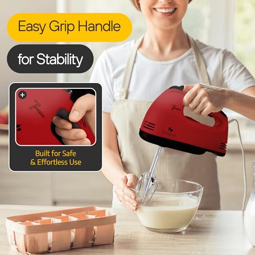 TechnoLegend Hand Mixer Electric Handheld – 7 Speed Ultra Power Electric Mixer Handheld (Red) - My Kitchen Products