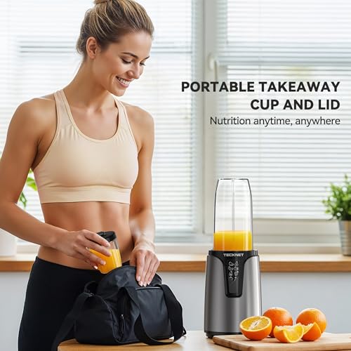 TECKNET 25000RPM Personal Blender, 1000W Smoothie Blender, Portable Small Blenders, Self-Clean Smoothie Maker, Mixer Grinder Combo - Protein Shakes, Puree & Coffee Grind, BPA-Free To-Go Cups 17oz&10oz - My Kitchen Products