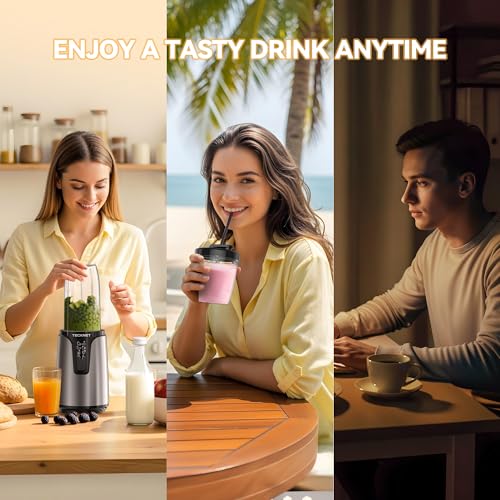TECKNET 25000RPM Personal Blender, 1000W Smoothie Blender, Portable Small Blenders, Self-Clean Smoothie Maker, Mixer Grinder Combo - Protein Shakes, Puree & Coffee Grind, BPA-Free To-Go Cups 17oz&10oz - My Kitchen Products