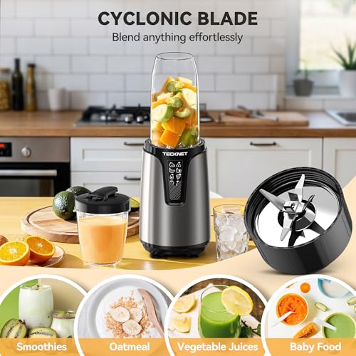 TECKNET 25000RPM Personal Blender, 1000W Smoothie Blender, Portable Small Blenders, Self-Clean Smoothie Maker, Mixer Grinder Combo - Protein Shakes, Puree & Coffee Grind, BPA-Free To-Go Cups 17oz&10oz - My Kitchen Products