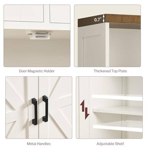 TEENFON Storage Cabinet with Doors & 2 Drawers, Kitchen Cabinet with Adjustable Shelf, Pantry Cabinets, Bathroom Cabinets, for Living Room, Entryway, Home Office, White - My Kitchen Products