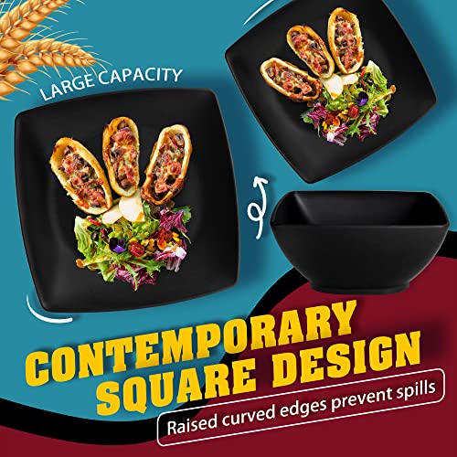 Teivio 16-piece Plastic Wheat Straw Square Dinnerware Set for 4, Unbreakable Dinner Plates, Salad Plates, Snack Bowls, Tumblers 13.5 oz, Dishwasher Safe, Kitchen Outdoor Camping,Black - My Kitchen Products