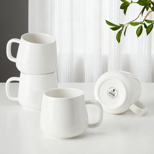 Teocera Coffee Mugs Set of 4-12oz Chip-Resistant Ceramic Cups with Ergonomic Handle | Dishwasher & Microwave Safe White Mugs | Keeps Beverage Hot, Perfect for Family Kitchen & Holiday Gifts - My Kitchen Products