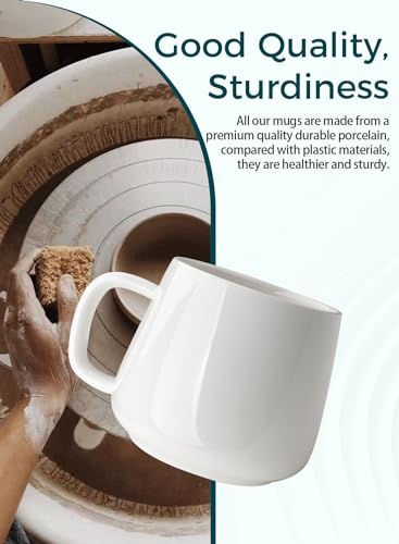 Teocera Coffee Mugs Set of 4-12oz Chip-Resistant Ceramic Cups with Ergonomic Handle | Dishwasher & Microwave Safe White Mugs | Keeps Beverage Hot, Perfect for Family Kitchen & Holiday Gifts - My Kitchen Products