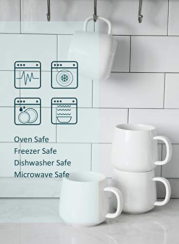 Teocera Coffee Mugs Set of 4-12oz Chip-Resistant Ceramic Cups with Ergonomic Handle | Dishwasher & Microwave Safe White Mugs | Keeps Beverage Hot, Perfect for Family Kitchen & Holiday Gifts - My Kitchen Products