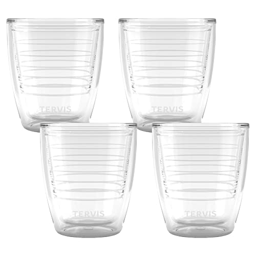 Tervis Clear & Colorful Tabletop 12oz Made in USA Double Walled Insulated Tumbler Travel Cup Keeps Drinks Cold & Hot, 12oz - 4pk, Clear - My Kitchen Products