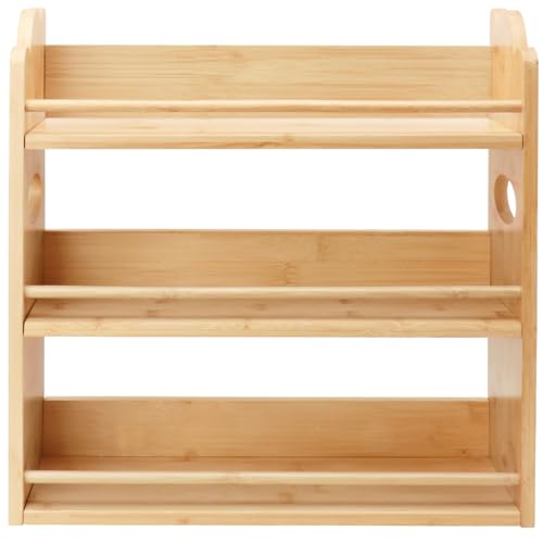 Thalomely 3 Tier Bamboo Spice Rack, Spice Rack Organizer, Seasoning Jars Rack Shelf Spice Organizer for Kitchen Counter or Wall Mounting, Spice Storage Holder with handles, Jars Not Included,Natural - My Kitchen Products