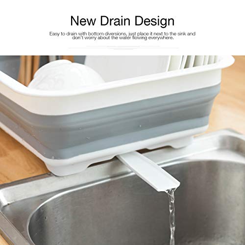 THANSTAR Collapsible Dish Drying Rack Portable Dinnerware Drainer Organizer for Kitchen RV Campers Travel Trailer Space Saving Kitchen Storage Tray - My Kitchen Products