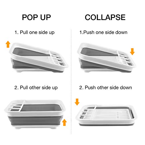 THANSTAR Collapsible Dish Drying Rack Portable Dinnerware Drainer Organizer for Kitchen RV Campers Travel Trailer Space Saving Kitchen Storage Tray - My Kitchen Products