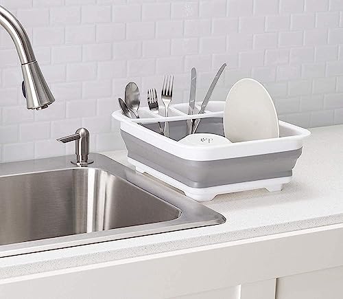THANSTAR Collapsible Dish Drying Rack Portable Dinnerware Drainer Organizer for Kitchen RV Campers Travel Trailer Space Saving Kitchen Storage Tray - My Kitchen Products