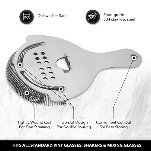 The Art of Craft Hawthorne Strainer: Stainless Steel Cocktail Strainer for Home Bar and Professional Bartenders 5.75" x 3.87" x 1.25” - My Kitchen Products