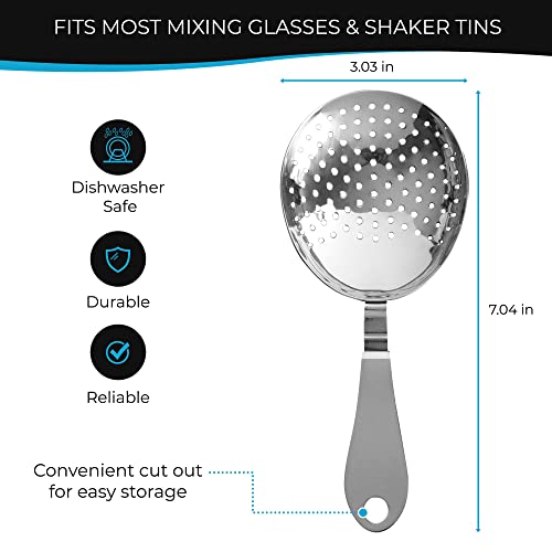 The Art of Craft Julep Strainer: Stainless Steel Cocktail Strainer for Home or Commercial Bar - My Kitchen Products
