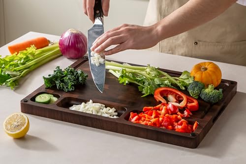 THETCHRY Walnut Wood Cutting Boards for Kitchen, End Grain Chopping Board Double Sided, Large Cutting Board with Handle, Charcuterie Butcher Block for Meal Prep & Serving with Gift Box, 17"×13"×1" - My Kitchen Products