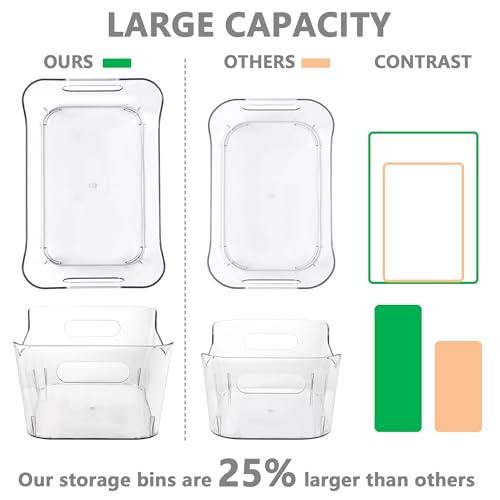 Tiawudi 12 Pack Plastic Storage Bins, Multi-Use Organizer Bins, Pantry Organizer, Clear Storage Containers for Home, Kitchen, Office, Cabinet, Shelf and Fridge Organization - My Kitchen Products