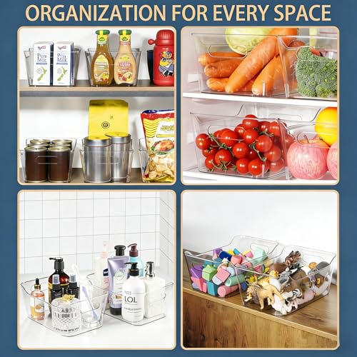 Tiawudi 12 Pack Plastic Storage Bins, Multi-Use Organizer Bins, Pantry Organizer, Clear Storage Containers for Home, Kitchen, Office, Cabinet, Shelf and Fridge Organization - My Kitchen Products