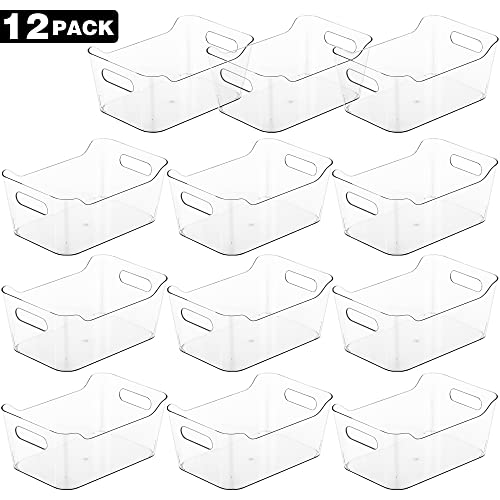 Tiawudi 12 Pack Plastic Storage Bins, Multi-Use Organizer Bins, Pantry Organizer, Clear Storage Containers for Home, Kitchen, Office, Cabinet, Shelf and Fridge Organization - My Kitchen Products
