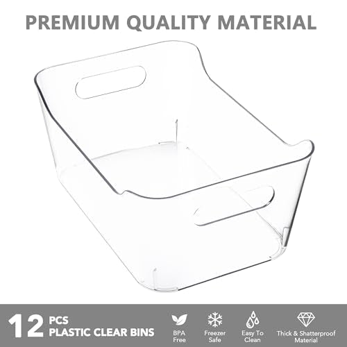 Tiawudi 12 Pack Plastic Storage Bins, Multi-Use Organizer Bins, Pantry Organizer, Clear Storage Containers for Home, Kitchen, Office, Cabinet, Shelf and Fridge Organization - My Kitchen Products