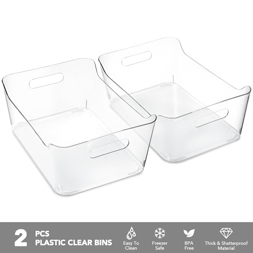 Tiawudi 2 Pack Plastic Storage Bins, Extra Large Pantry Organizer, 13.5" x 10" Clear Storage Containers and Organizer Bins, Multi-Use Bins for Home, Kitchen, Closet and Cabinet - My Kitchen Products
