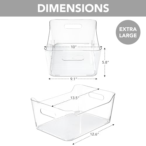Tiawudi 2 Pack Plastic Storage Bins, Extra Large Pantry Organizer, 13.5" x 10" Clear Storage Containers and Organizer Bins, Multi-Use Bins for Home, Kitchen, Closet and Cabinet - My Kitchen Products