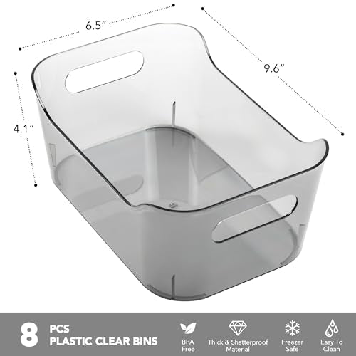 Tiawudi 8 Pack Plastic Storage Bins, Clear Pantry Organizers and Storage Containers, Multi-Use Organizer Bins for Kitchen, Bathroom, Office, Shelf, Fridge, Home Edit and Cabinet Organizers - My Kitchen Products