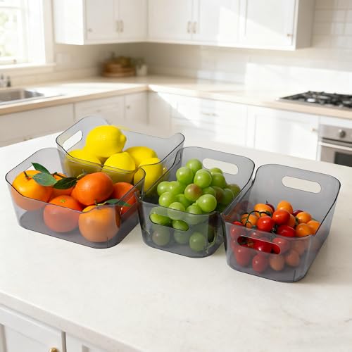 Tiawudi 8 Pack Plastic Storage Bins, Clear Pantry Organizers and Storage Containers, Multi-Use Organizer Bins for Kitchen, Bathroom, Office, Shelf, Fridge, Home Edit and Cabinet Organizers - My Kitchen Products