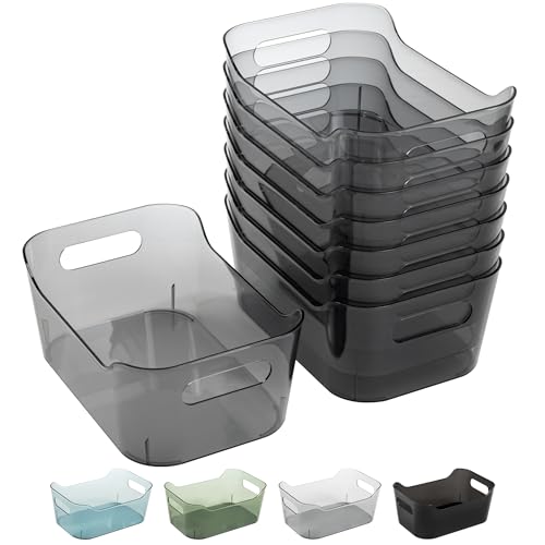 Tiawudi 8 Pack Plastic Storage Bins, Clear Pantry Organizers and Storage Containers, Multi-Use Organizer Bins for Kitchen