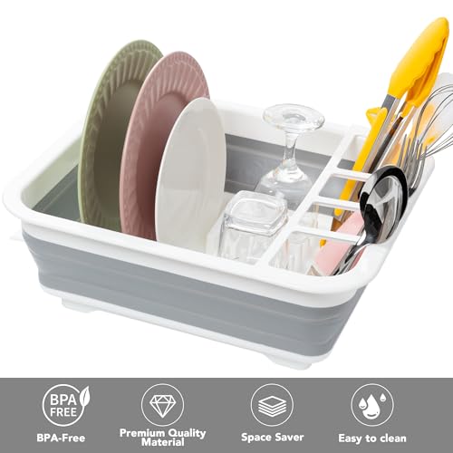 Tiawudi Collapsible Dish Drying Rack, Pop Up Dinnerware Drainer, Portable Plate Organizer for Kitchen RV Campers Travel Trailer, Space Saving Kitchen Storage Tray - My Kitchen Products