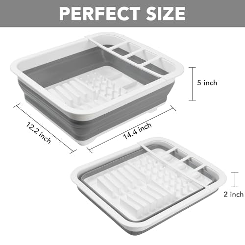 Tiawudi Collapsible Dish Drying Rack, Pop Up Dinnerware Drainer, Portable Plate Organizer for Kitchen RV Campers Travel Trailer, Space Saving Kitchen Storage Tray - My Kitchen Products