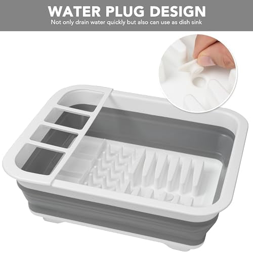 Tiawudi Collapsible Dish Drying Rack, Pop Up Dinnerware Drainer, Portable Plate Organizer for Kitchen RV Campers Travel Trailer, Space Saving Kitchen Storage Tray - My Kitchen Products