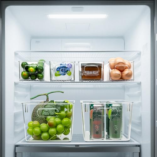Tiawudi Set of 10 Clear Plastic Storage Bins, 4 Large and 6 Small Stackable Storage Containers for Pantry Organization, Organizer Bins for Home, Kitchen, Bathroom, Office, Cabinet Shelf Organizers - My Kitchen Products