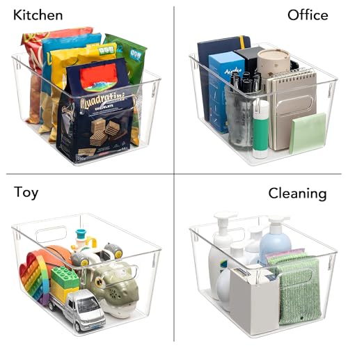 Tiawudi Set of 10 Clear Plastic Storage Bins, 4 Large and 6 Small Stackable Storage Containers for Pantry Organization, Organizer Bins for Home, Kitchen, Bathroom, Office, Cabinet Shelf Organizers - My Kitchen Products