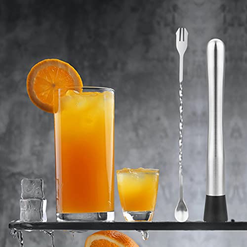 tifanso Muddler for Cocktails, 10" Muddler and Long Handle Bar Cocktail Mixing Spoon, Stainless Steel Stirrer, Bar Accessories Tools for Mojitos Fruit Drinks - My Kitchen Products