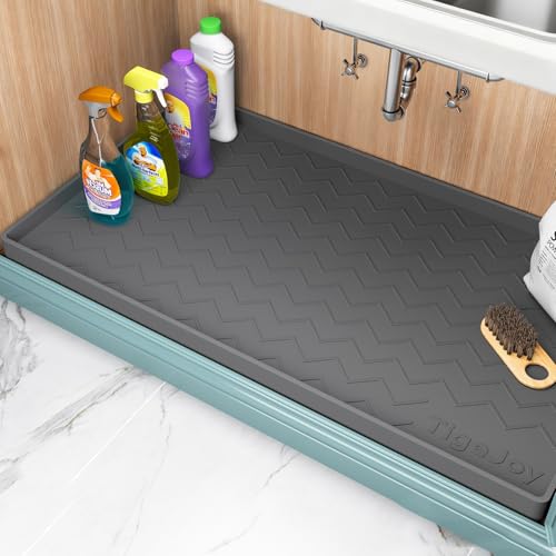 TigeJoy 34" x 22" Under Sink Mats for Kitchen Waterproof, Leak-Proof Silicone Mat Sink Protector and Cabinet