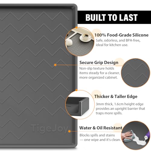 TigeJoy 34" x 22" Under Sink Mats for Kitchen Waterproof, Leak-Proof Silicone Mat Sink Protector and Cabinet Liner, Kitchen Essentials Organizer and Storage, Boot or Shoe Tray, Pet Feeding Mat - My Kitchen Products