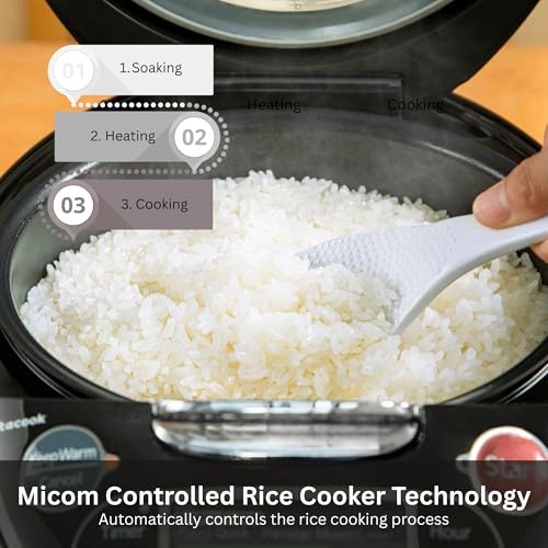 TIGER JAX-T10U-K 5.5-Cup (Uncooked) Micom Rice Cooker and Warmer with Tacook Food Steamer Cooking Tray Technology and 10 Auto-Cook Settings, Stainless Steel Black - My Kitchen Products