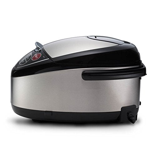 TIGER JAX-T10U-K 5.5-Cup (Uncooked) Micom Rice Cooker and Warmer with Tacook Food Steamer Cooking Tray Technology and 10 Auto-Cook Settings, Stainless Steel Black - My Kitchen Products