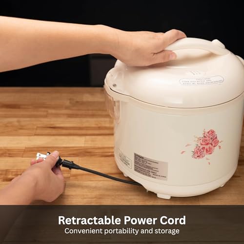 Tiger JAZ-A18U-LF 10 Cup Capacity White Rice Cooker with Non-Stick Inner Pot, Retractable Power Cord, and Keep Warm up to 12 hours (Flower) - My Kitchen Products
