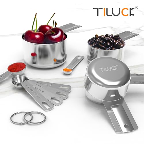 TILUCK Stainless Steel Measuring Cups & Spoons Set, Cups and Spoons,Kitchen Gadgets for Cooking & Baking (10) - My Kitchen Products