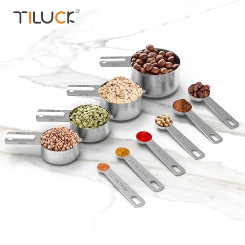 TILUCK Stainless Steel Measuring Cups & Spoons Set, Cups and Spoons,Kitchen Gadgets for Cooking & Baking (10) - My Kitchen Products