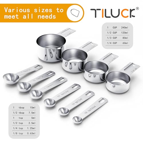 TILUCK Stainless Steel Measuring Cups & Spoons Set, Cups and Spoons,Kitchen Gadgets for Cooking & Baking (10) - My Kitchen Products