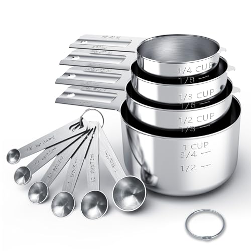 TILUCK Stainless Steel Measuring Cups & Spoons Set, Cups and Spoons,Kitchen Gadgets for Cooking & Baking (10) - My Kitchen Products