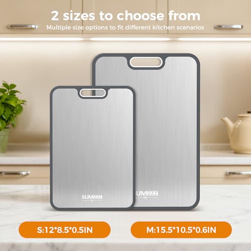 Titanium Cutting Board Double Sided Food Grade, Pure Titanium/PP for Kitchen, Cutting Board Easy to Clean[15.5”*10.5”+12”*8.5”] - My Kitchen Products