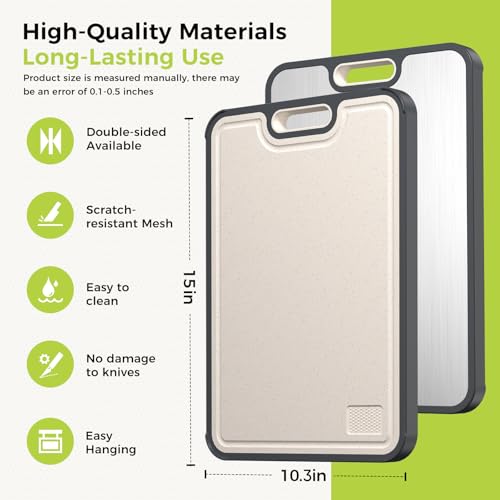 Titanium Cutting Board for Kitchen, Cutting Board Double Sided Food Grade, Pure Titanium/PP, Easy to Clean Large Size 15”×10.3” - My Kitchen Products
